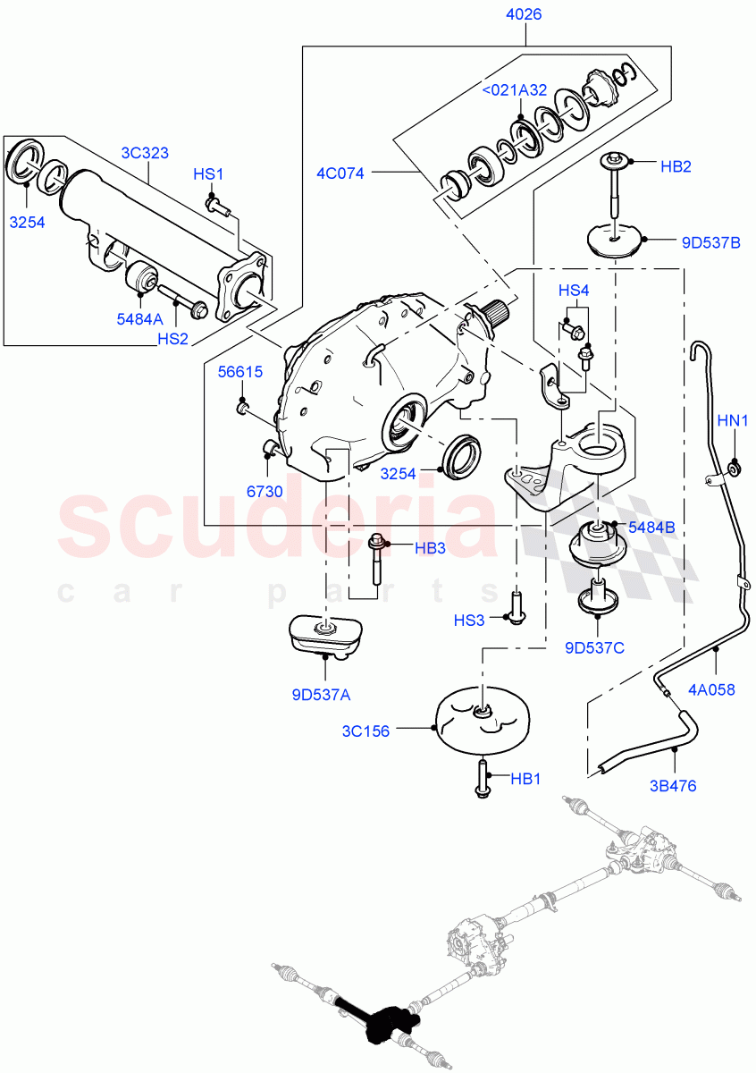 Front Axle Case (8 Speed Auto Trans ZF 8HP70 HEV 4WD) of Land Rover Land Rover Range Rover Sport (2014+) [2.0 Turbo Petrol AJ200P]