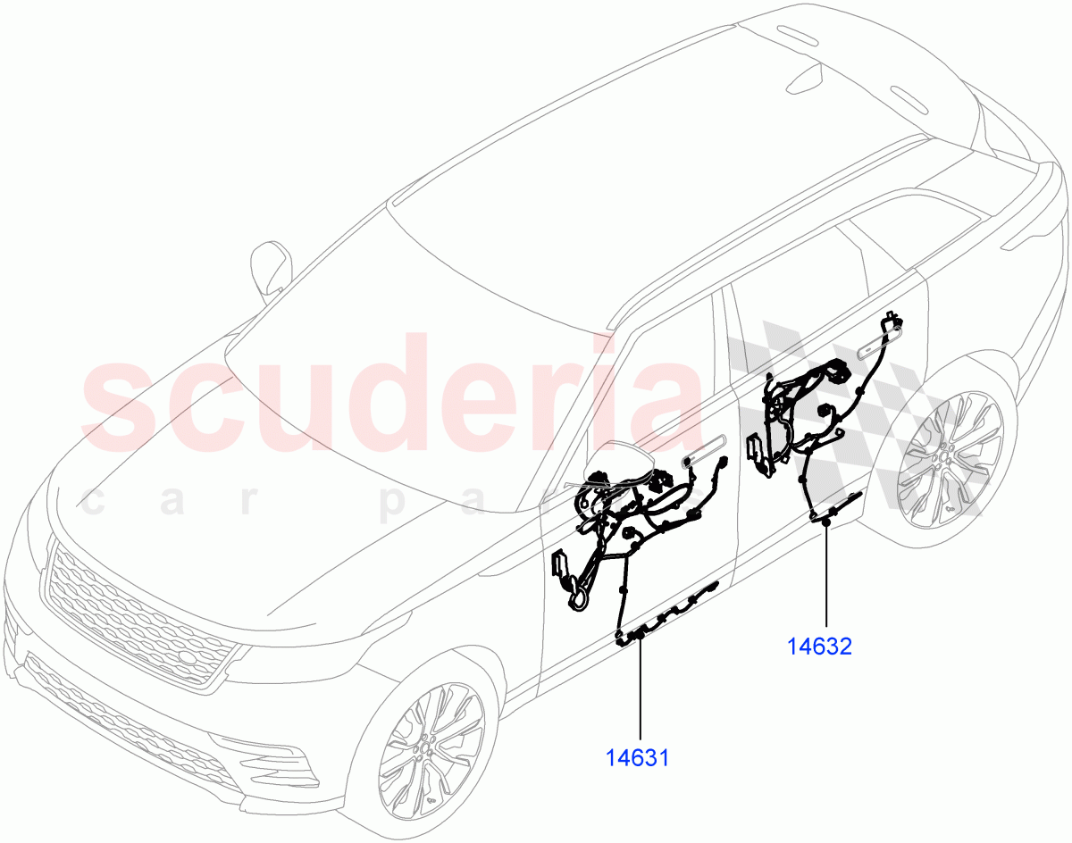 Electrical Wiring - Body And Rear (Front And Rear Doors) ((V) TOLA999999) of Land Rover Land Rover Range Rover Velar (2017+) [3.0 DOHC GDI SC V6 Petrol]