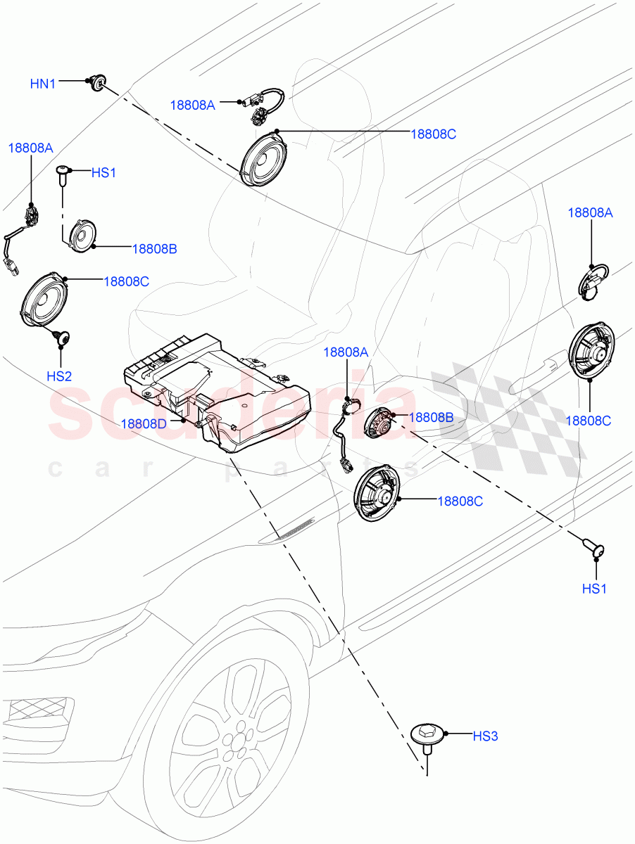Speakers (Itatiaia (Brazil), Hi Line Audio System - 600 W) ((V) FROMGT000001) of Land Rover Land Rover Range Rover Evoque (2012-2018) [2.2 Single Turbo Diesel]