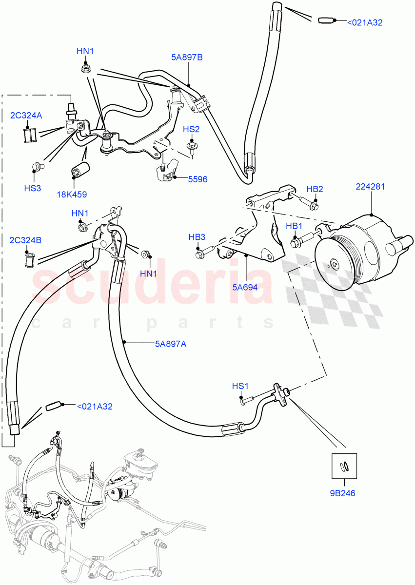Active Anti-Roll Bar System (High Pressure Pipes, ARC Pump) (3.0 V6 Diesel, With ACE Suspension) ((V) TOHA999999) of Land Rover Land Rover Range Rover Sport (2014+) [3.0 I6 Turbo Petrol AJ20P6]