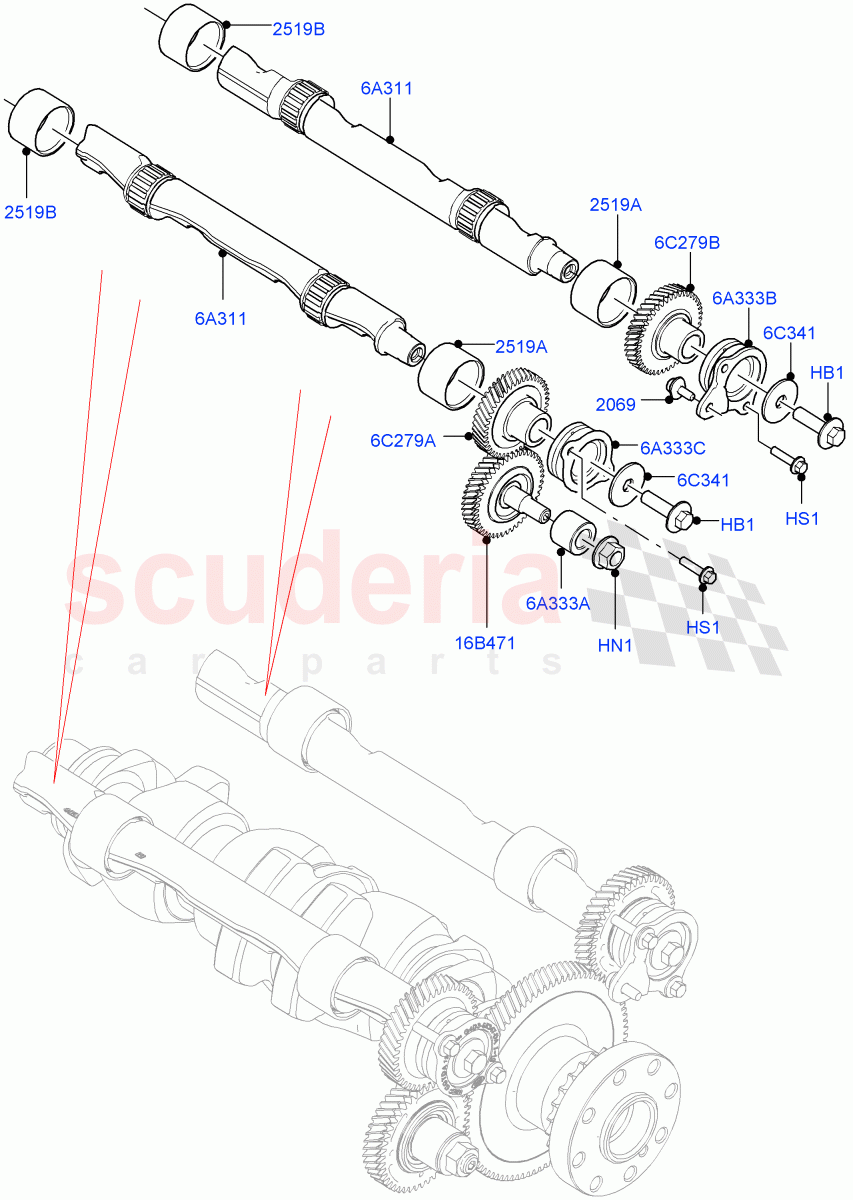 Balance Shafts And Drive (Solihull Plant Build) (2.0L I4 DSL HIGH DOHC AJ200, 2.0L I4 DSL MID DOHC AJ200) ((V) FROMHA000001) of Land Rover Land Rover Range Rover Velar (2017+) [2.0 Turbo Diesel]