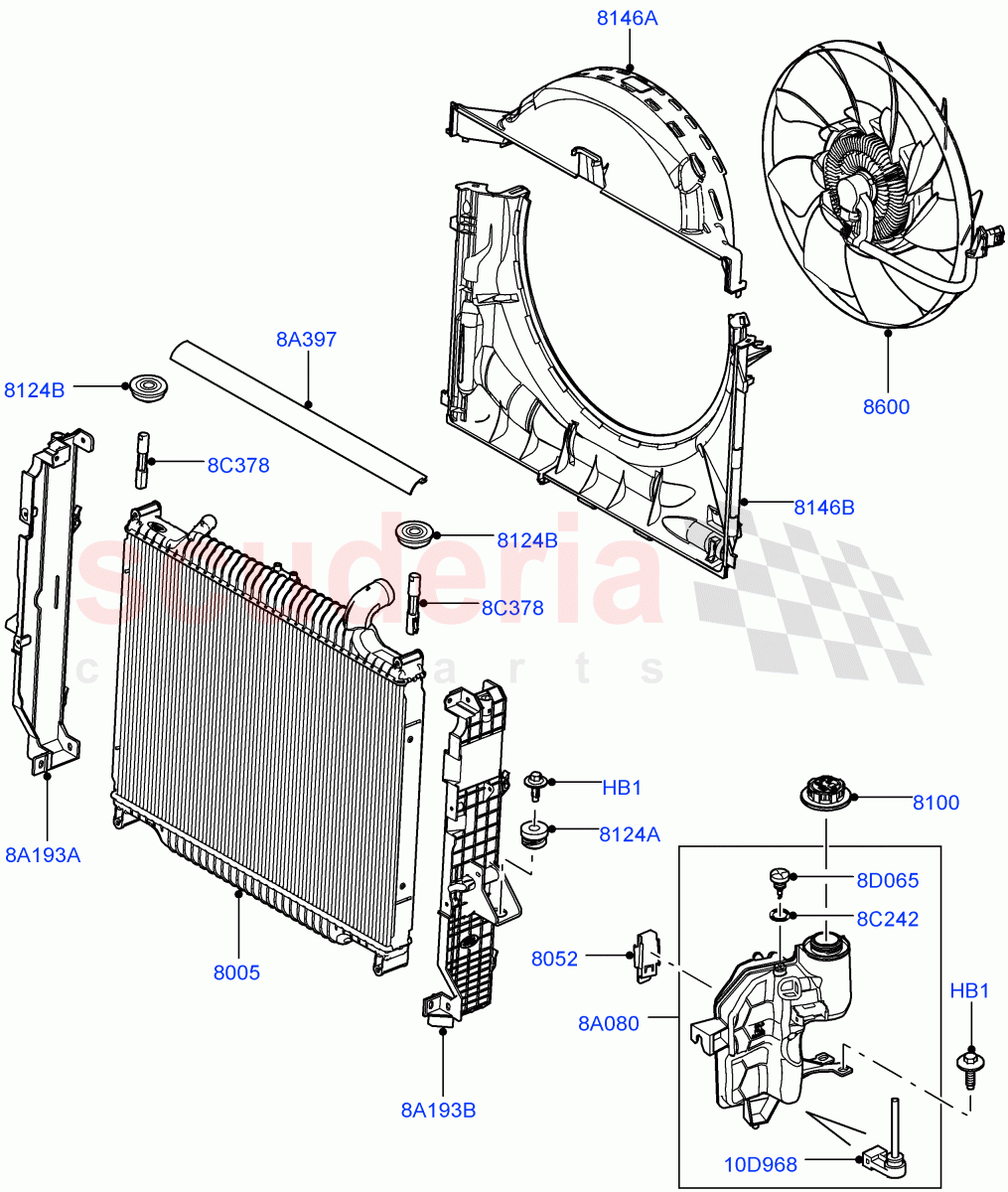 Radiator/Coolant Overflow Container (3.6L V8 32V DOHC EFi Diesel Lion) ((V) FROMAA000001) of Land Rover Land Rover Range Rover Sport (2010-2013) [3.6 V8 32V DOHC EFI Diesel]