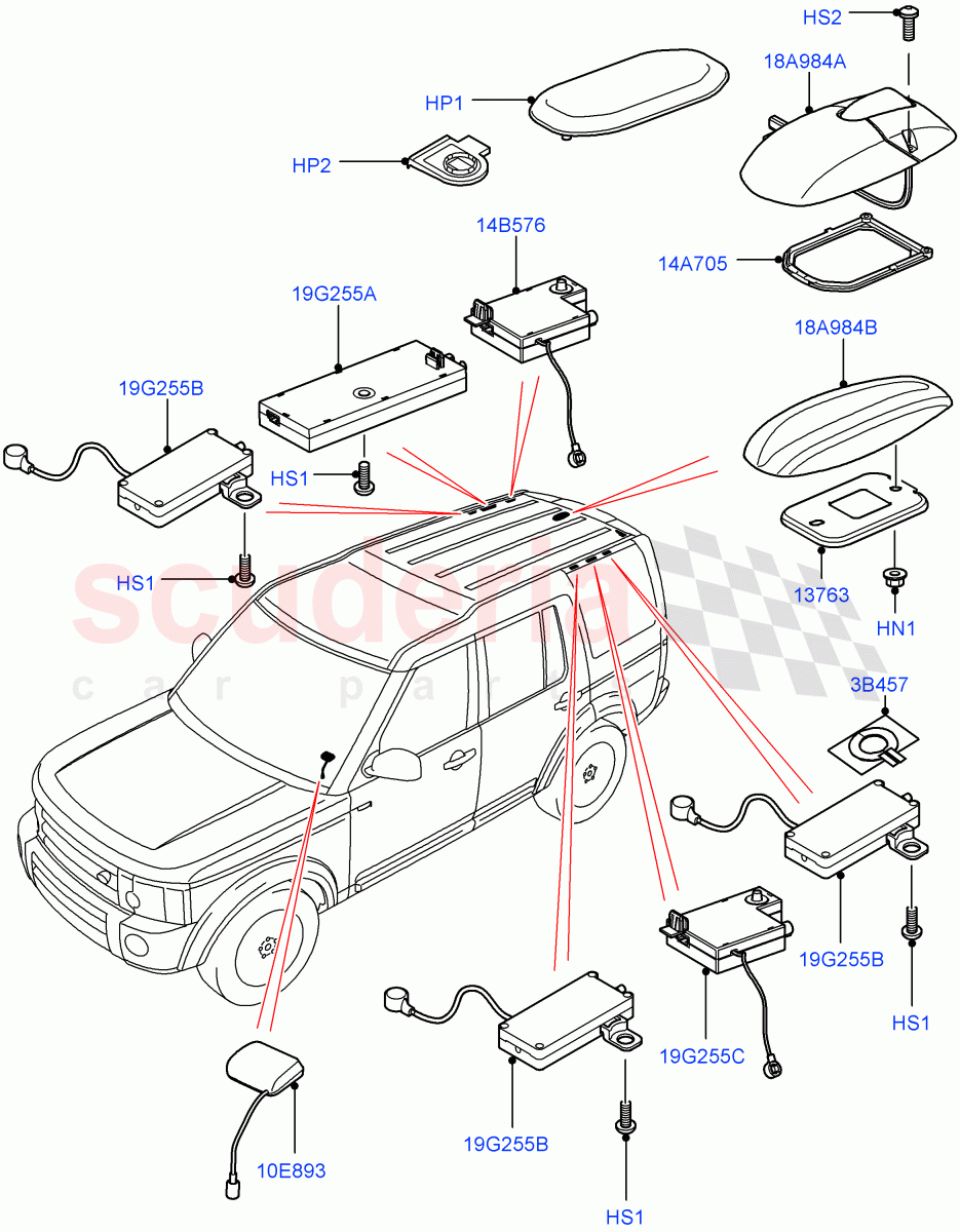 Aerial (Roof) ((V) FROMAA000001) of Land Rover Land Rover Discovery 4 (2010-2016) [3.0 Diesel 24V DOHC TC]