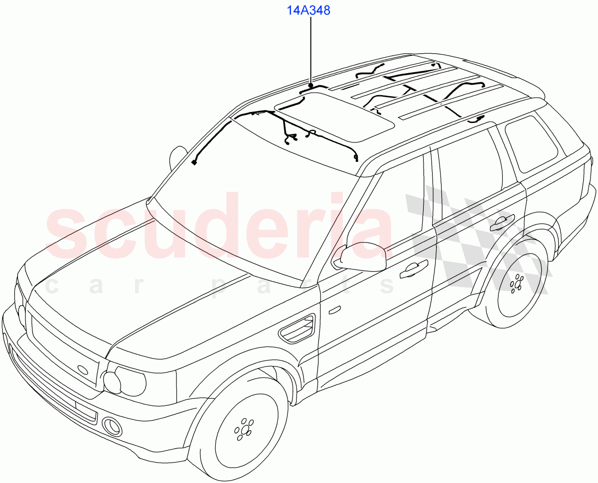Electrical Wiring - Body And Rear (Roof) ((V) TO9A999999) of Land Rover Land Rover Range Rover Sport (2005-2009) [3.6 V8 32V DOHC EFI Diesel]