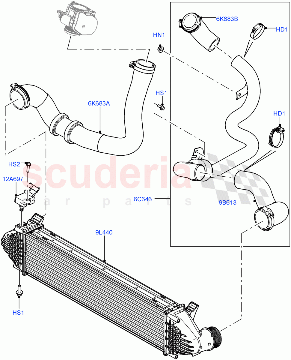 Intercooler/Air Ducts And Hoses (2.2L CR DI 16V Diesel) of Land Rover Land Rover Discovery Sport (2015+) [2.2 Single Turbo Diesel]