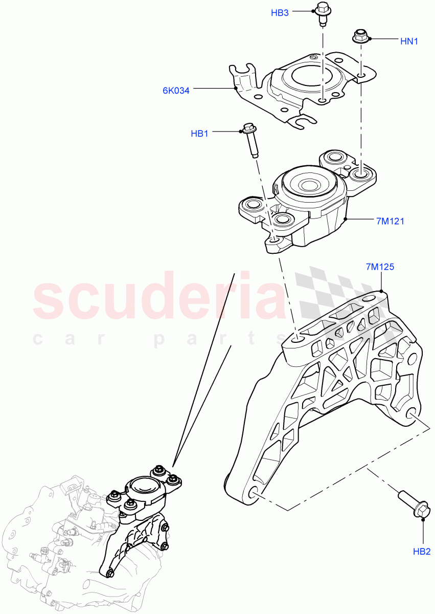 Transmission Mounting (2.2L CR DI 16V Diesel, 6 Speed Manual Trans M66 - AWD, Halewood (UK)) of Land Rover Land Rover Discovery Sport (2015+) [2.2 Single Turbo Diesel]