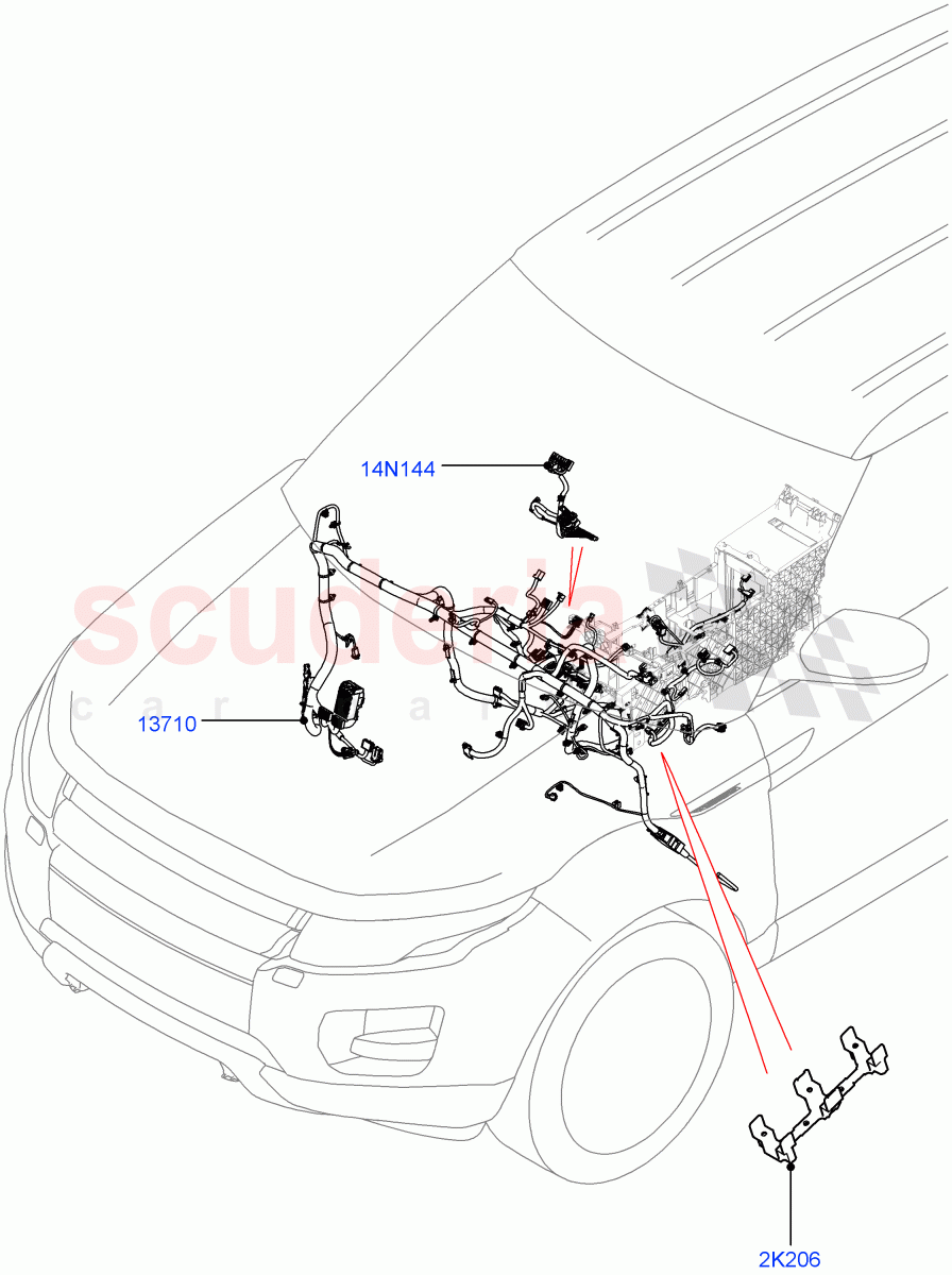 Electrical Wiring - Engine And Dash (Facia) (3 Door, Halewood (UK), 5 Door) ((V) TOGH999999) of Land Rover Land Rover Range Rover Evoque (2012-2018) [2.0 Turbo Diesel]