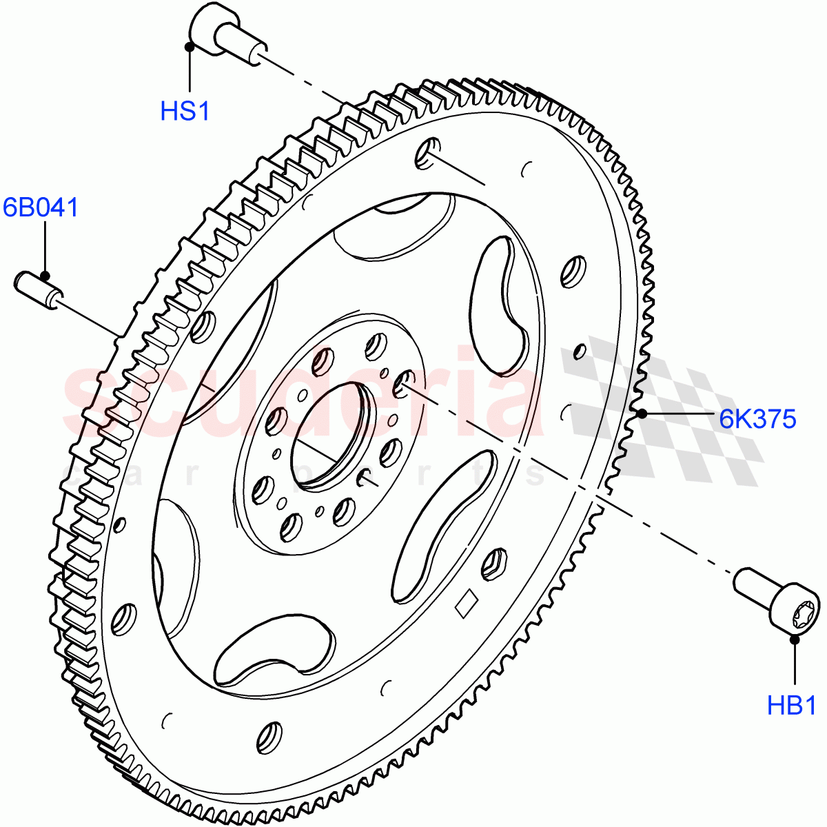 Flywheel (2.0L I4 Mid DOHC AJ200 Petrol, 9 Speed Auto AWD, Itatiaia (Brazil), 2.0L I4 Mid AJ200 Petrol E100) ((V) FROMJT000001) of Land Rover Land Rover Range Rover Evoque (2012-2018) [2.0 Turbo Petrol AJ200P]