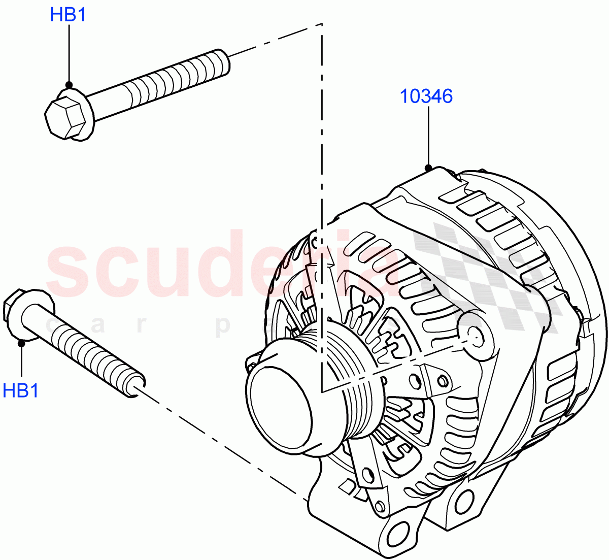 Alternator And Mountings (3.0 V6 D Gen2 Twin Turbo) of Land Rover Land Rover Range Rover Velar (2017+) [2.0 Turbo Petrol AJ200P]
