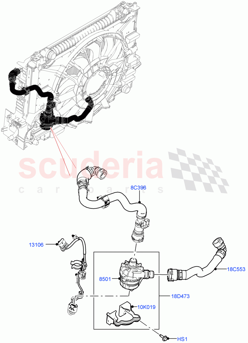 Water Pump (Auxiliary Unit) (2.0L AJ21D4 Diesel Mid) ((V) FROMMA000001) of Land Rover Land Rover Range Rover Velar (2017+) [2.0 Turbo Diesel AJ21D4]