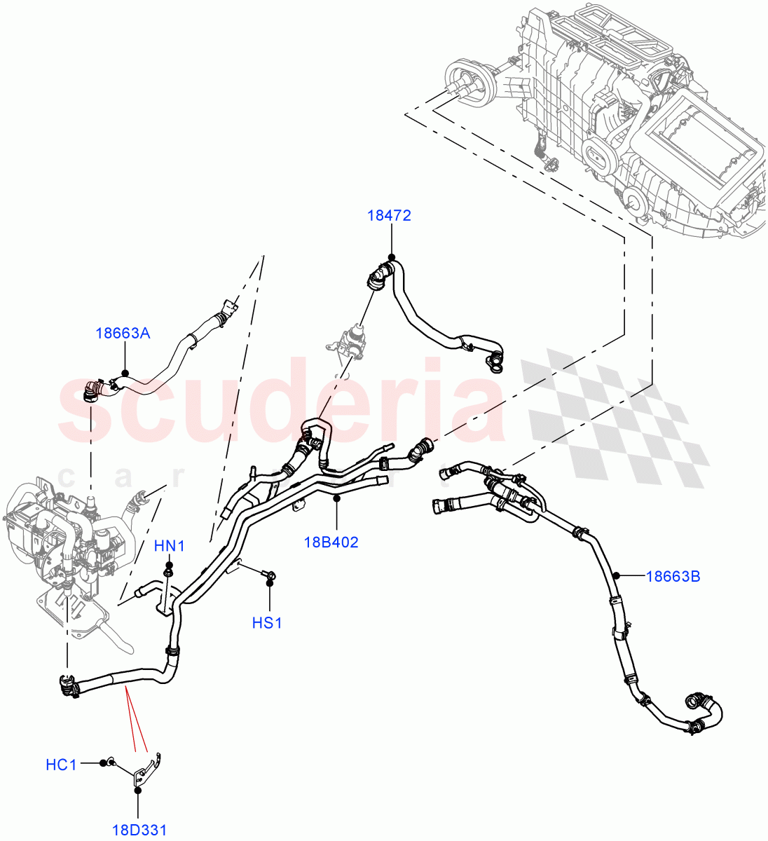 Heater Hoses (3.0L AJ20P6 Petrol High, Fuel Heater W/Pk Heat With Remote) ((V) FROMMA000001) of Land Rover Land Rover Range Rover Velar (2017+) [3.0 I6 Turbo Diesel AJ20D6]