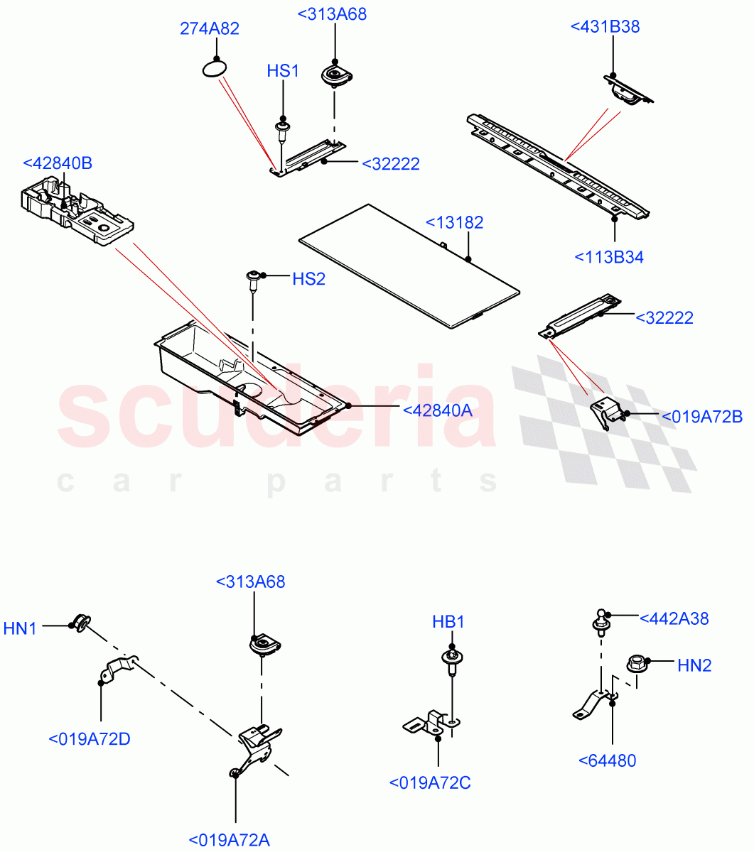 Load Compartment Trim (Nitra Plant Build, Floor) (With Third Row Power Folding Seat, With 7 Seat Configuration, With 3rd Row Double Seat) ((V) FROMK2000001) of Land Rover Land Rover Discovery 5 (2017+) [3.0 I6 Turbo Petrol AJ20P6]