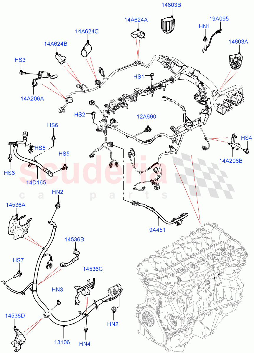 Engine Harness (3.0L AJ20P6 Petrol High) of Land Rover Land Rover Range Rover (2022+) [3.0 I6 Turbo Diesel AJ20D6]