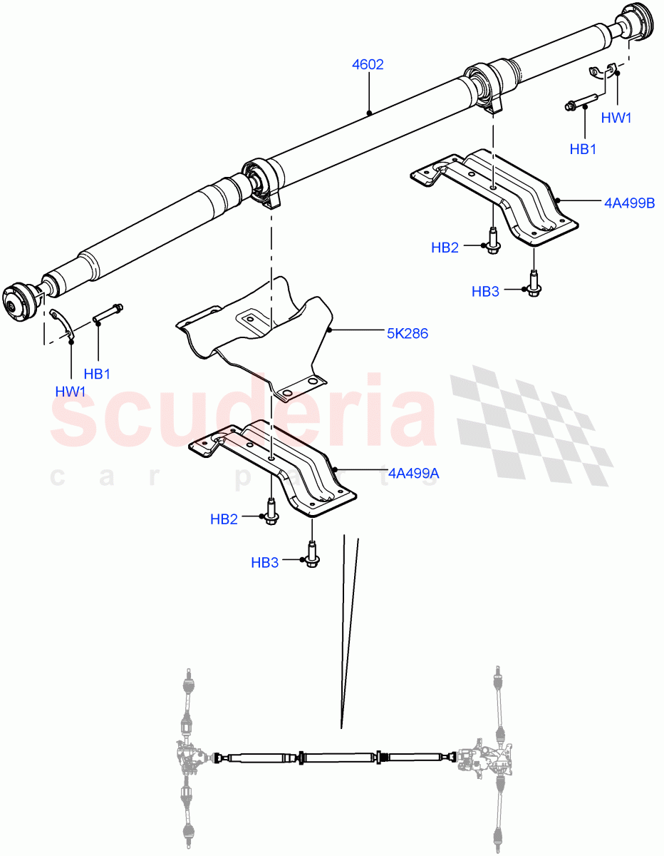 Drive Shaft - Rear Axle Drive (Propshaft) (Halewood (UK), Dynamic Driveline) ((V) FROMEH000001, (V) TOFH999999) of Land Rover Land Rover Range Rover Evoque (2012-2018) [2.0 Turbo Petrol AJ200P]