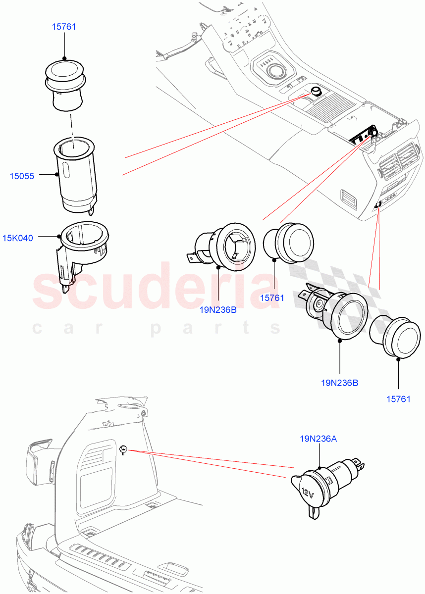 Auxiliary Electrical Power Points (Itatiaia (Brazil)) ((V) FROMGT000001) of Land Rover Land Rover Range Rover Evoque (2012-2018) [2.0 Turbo Diesel]