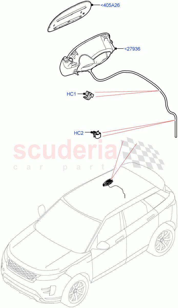 Fuel Tank Filler Door And Controls (Halewood (UK), Less Electric Engine Battery, Electric Engine Battery-MHEV) of Land Rover Land Rover Range Rover Evoque (2019+) [2.0 Turbo Diesel AJ21D4]