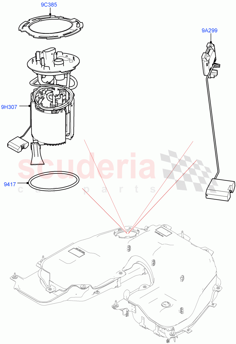 Fuel Pump And Sender Unit (Nitra Plant Build) (3.0 V6 D Low MT ROW, 3.0 V6 D Gen2 Mono Turbo, 3.0 V6 D Gen2 Twin Turbo) ((V) FROMK2000001) of Land Rover Land Rover Discovery 5 (2017+) [3.0 Diesel 24V DOHC TC]