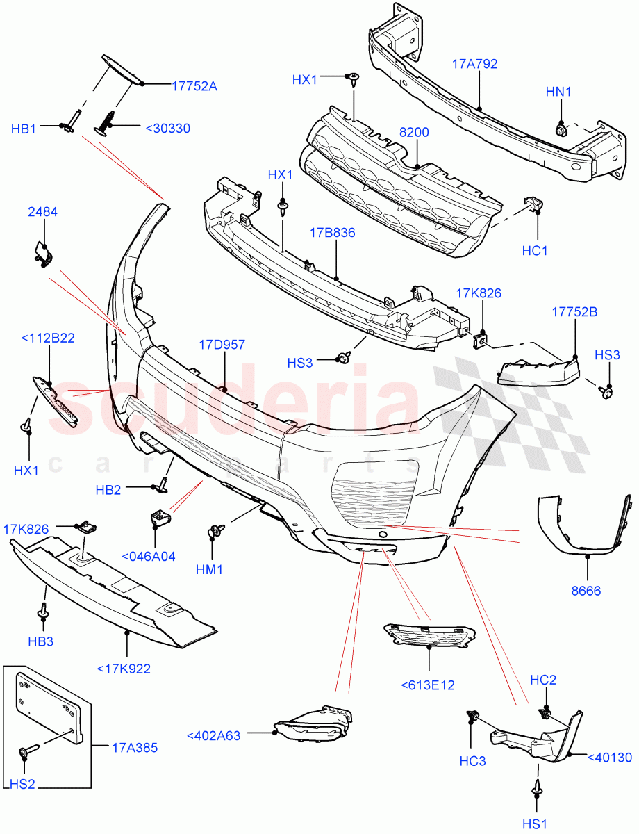 Radiator Grille And Front Bumper (Changsu (China)) ((V) FROMGG134738) of Land Rover Land Rover Range Rover Evoque (2012-2018) [2.0 Turbo Diesel]