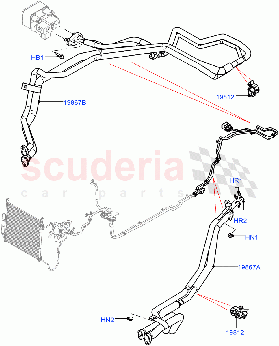 Air Conditioning Condensr/Compressr (Rear) (2 Zone Air Conditioning - Hybrid, Air Conditioning Hybrid-Front/Rear) ((V) FROMJA000001, (V) TOJA999999) of Land Rover Land Rover Range Rover Sport (2014+) [3.0 Diesel 24V DOHC TC]