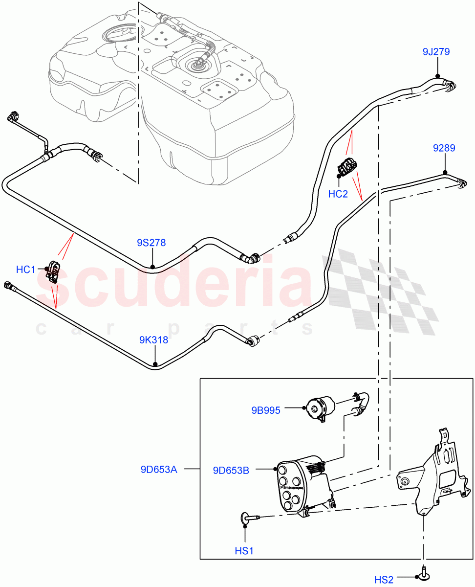 Carbon Canister (2.0L AJ20P4 Petrol E100 PTA, Itatiaia (Brazil), Fuel Tank Filler Neck - Unleaded) ((V) FROMLT000001) of Land Rover Land Rover Discovery Sport (2015+) [2.0 Turbo Petrol AJ200P]