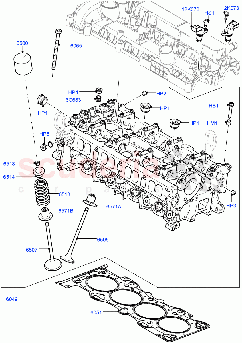 Cylinder Head (2.0L 16V TIVCT T/C Gen2 Petrol, Halewood (UK), 2.0L 16V TIVCT T/C 240PS Petrol) of Land Rover Land Rover Discovery Sport (2015+) [2.0 Turbo Petrol GTDI]