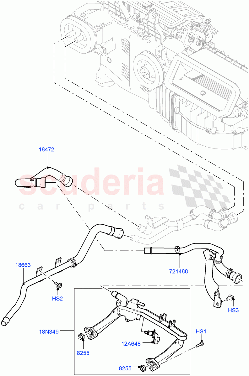Heater Hoses (Front) (3.0L DOHC GDI SC V6 PETROL, With Fresh Air Heater, With Ptc Heater, Less Heater) of Land Rover Land Rover Range Rover Sport (2014+) [2.0 Turbo Petrol AJ200P]