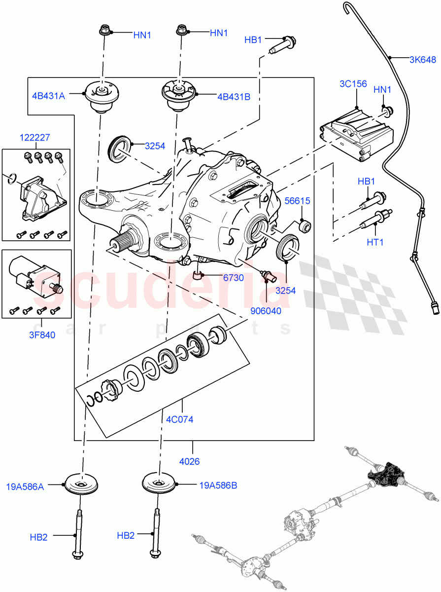 Rear Axle (With Petrol Engines, 8 Speed Auto Trans ZF 8HP45, Torque Vectoring By Braking (TVBB), 8 Speed Auto Trans ZF 8HP70 4WD, 4.4L DOHC DITC V8 Diesel, 3.0 V6 Diesel) ((V) TOGA999999) of Land Rover Land Rover Range Rover Sport (2014+) [3.0 DOHC GDI SC V6 Petrol]