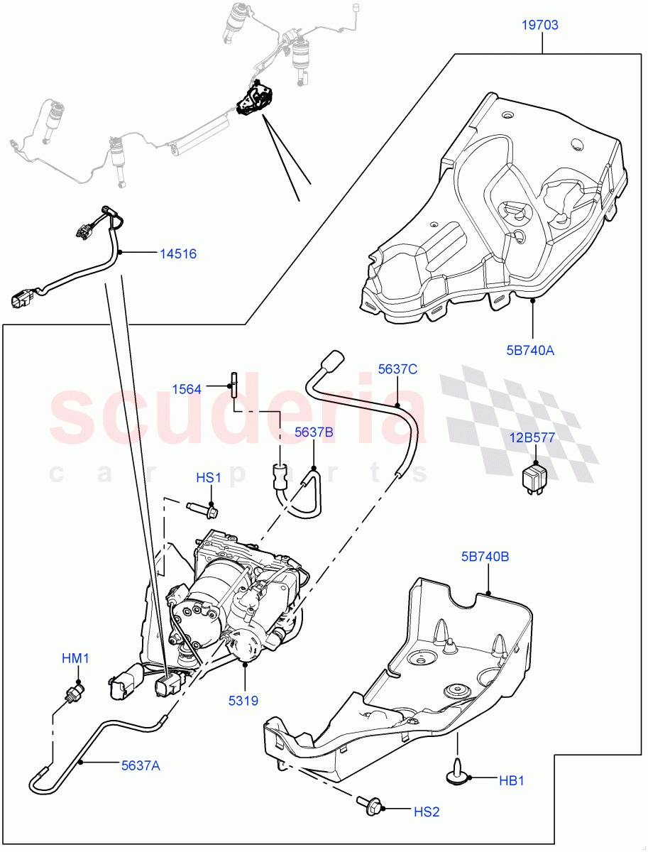 Air Suspension Compressor And Lines (Compressor Assy, Service Only) ((V) FROMAA000001, (V) TOCA638964) of Land Rover Land Rover Discovery 4 (2010-2016) [2.7 Diesel V6]