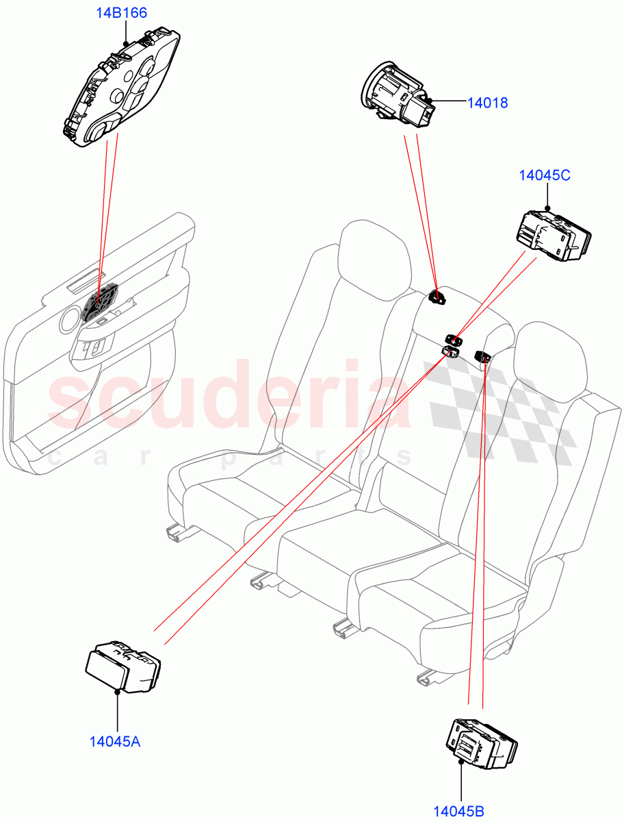 Switches (Rear Seat) ((V) FROMJA000001) of Land Rover Land Rover Range Rover (2012-2021) [5.0 OHC SGDI NA V8 Petrol]