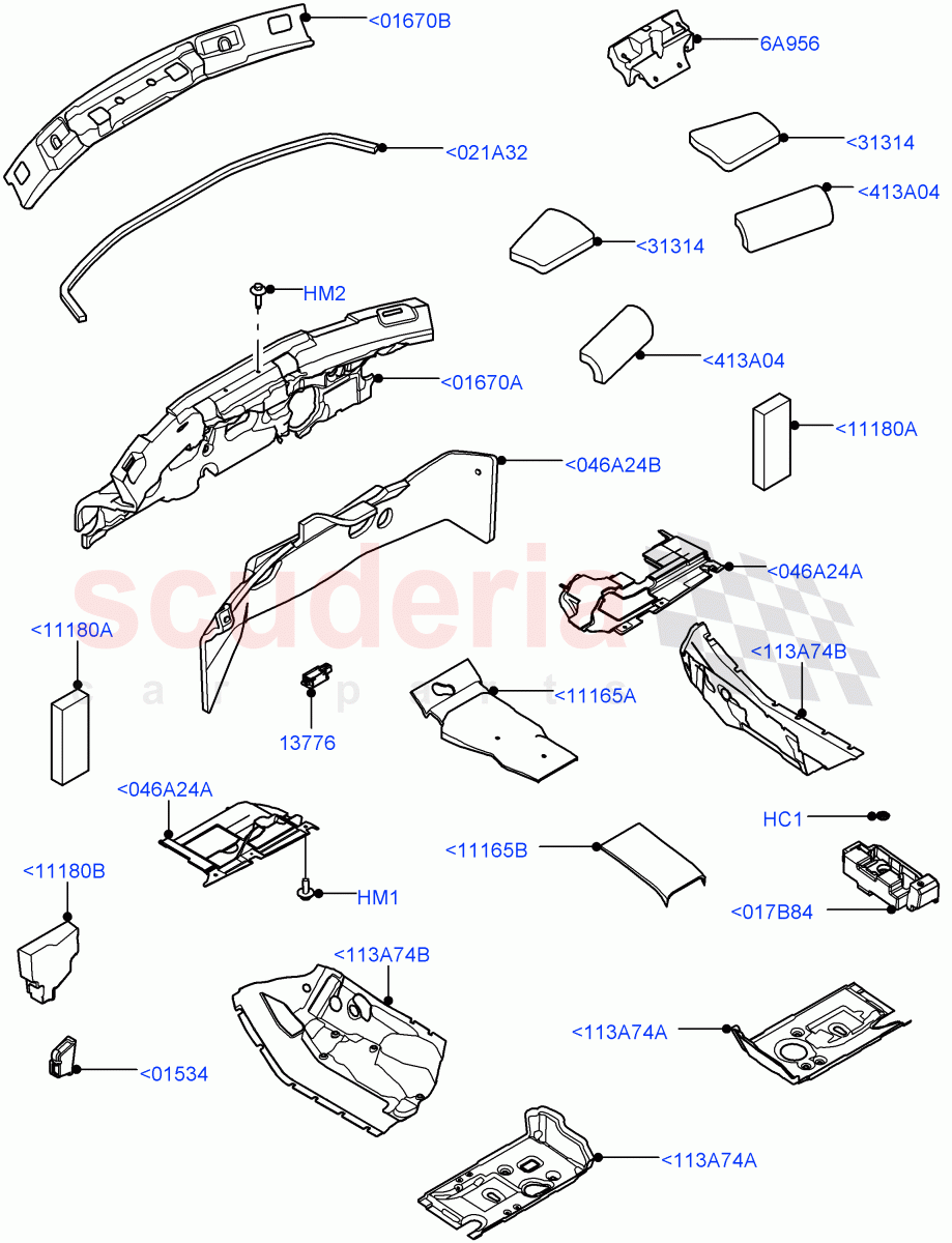 Insulators - Front (Passenger Compartment) of Land Rover Land Rover Range Rover Velar (2017+) [3.0 Diesel 24V DOHC TC]