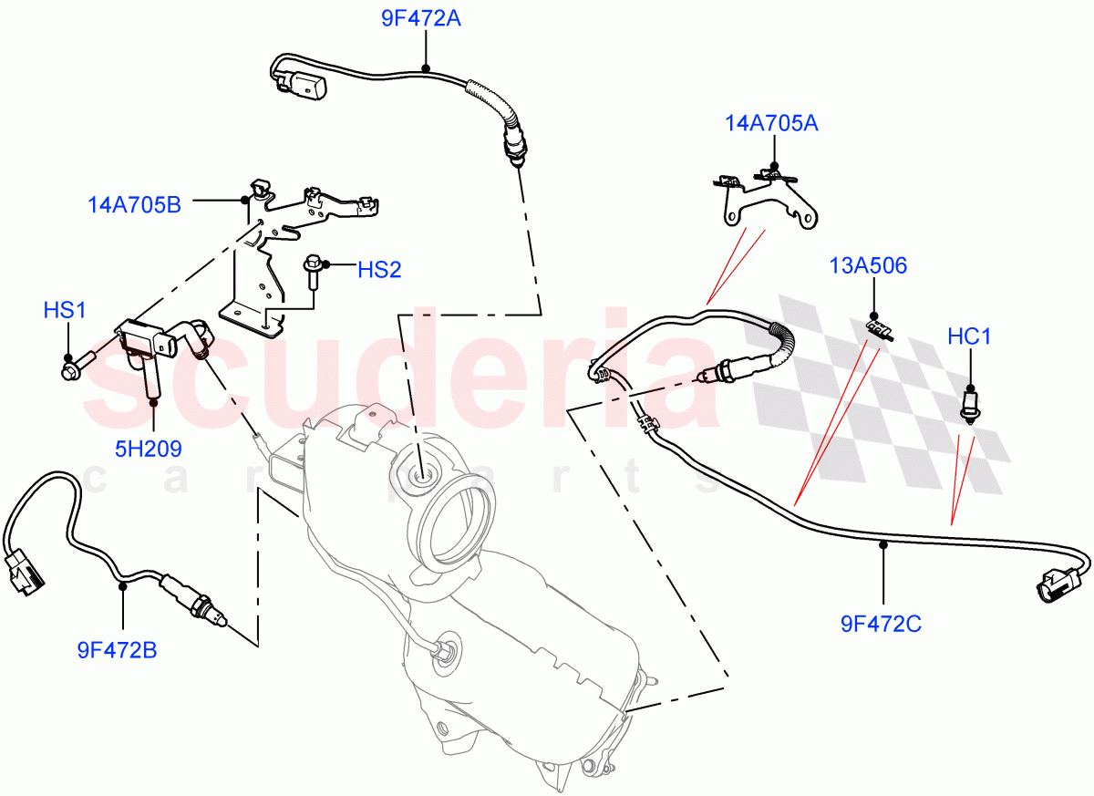 Exhaust Sensors And Modules (1.5L AJ20P3 Petrol High PHEV, Halewood (UK), 1.5L AJ20P3 Petrol High) ((V) FROMLH000001) of Land Rover Land Rover Discovery Sport (2015+) [1.5 I3 Turbo Petrol AJ20P3]