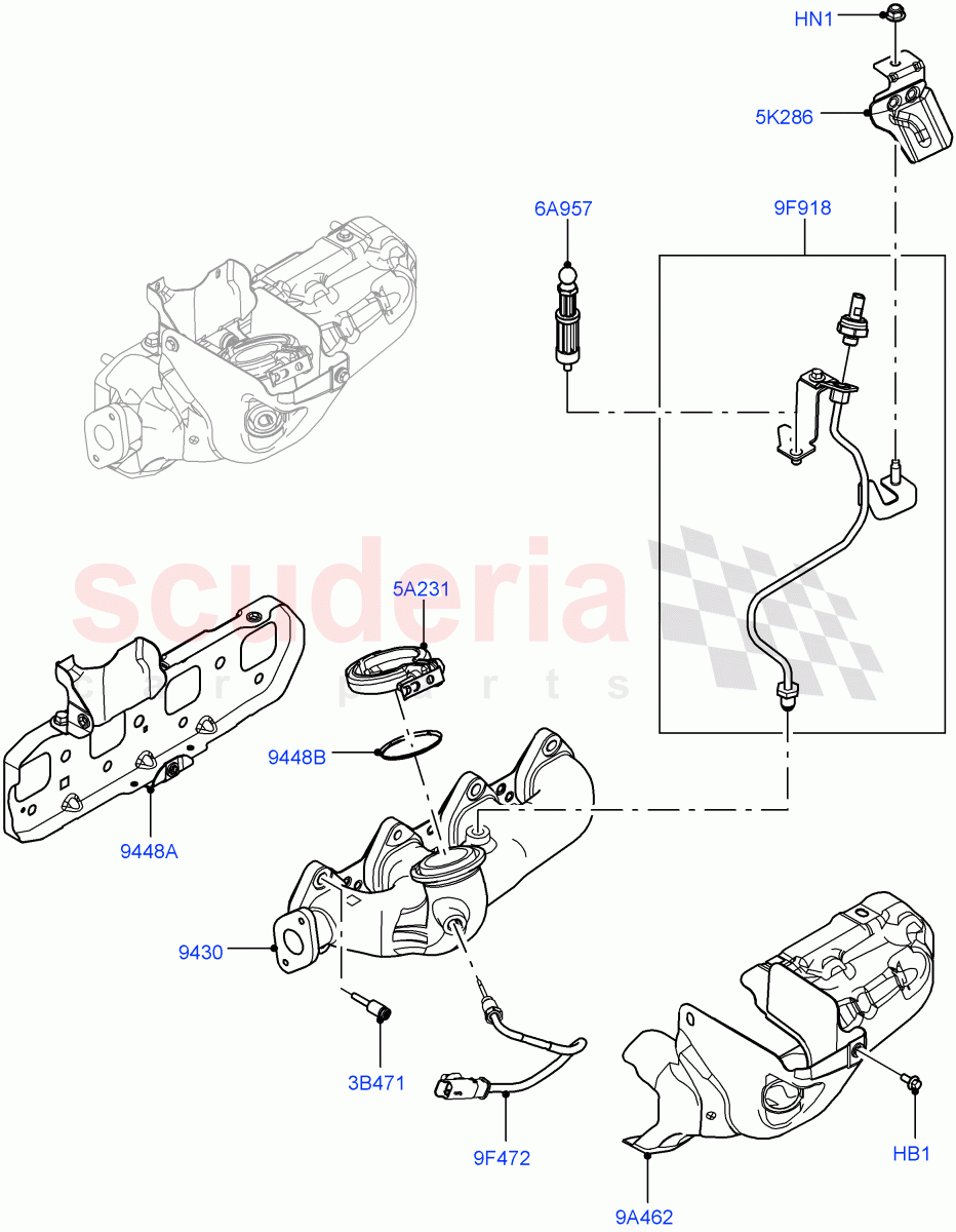 Exhaust Manifold (2.0L AJ21D4 Diesel Mid, Itatiaia (Brazil)) of Land Rover Land Rover Range Rover Evoque (2019+) [2.0 Turbo Diesel AJ21D4]
