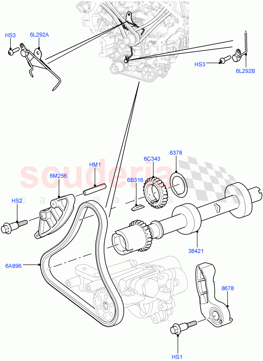 Timing Gear (Auxiliary Drive) (5.0L OHC SGDI SC V8 Petrol - AJ133, 5.0 Petrol AJ133 DOHC CDA, 5.0L P AJ133 DOHC CDA S/C Enhanced) ((V) FROMAA000001) of Land Rover Land Rover Range Rover (2010-2012) [5.0 OHC SGDI SC V8 Petrol]
