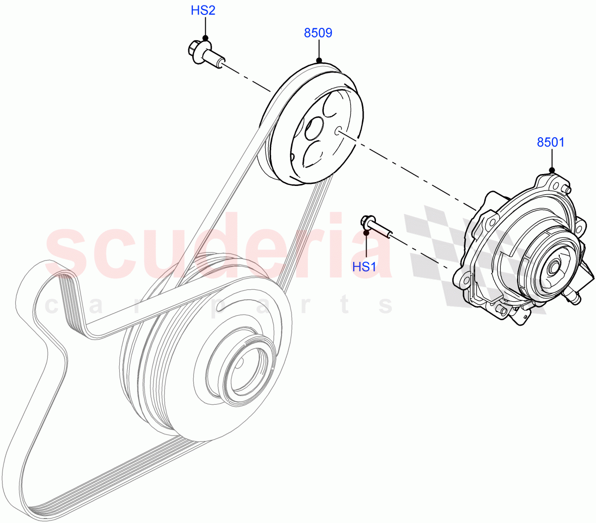 Water Pump (2.0L AJ21D4 Diesel Mid, Halewood (UK), Electric Engine Battery-MHEV) ((V) FROMMH000001) of Land Rover Land Rover Range Rover Evoque (2019+) [2.0 Turbo Diesel AJ21D4]
