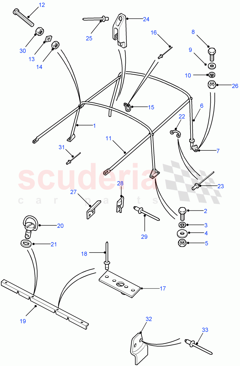 Hoodsticks (High Capacity Pick Up, 110" Wheelbase, Crew Cab HCPU, 130" Wheelbase) ((V) FROM7A000001) of Land Rover Land Rover Defender (2007-2016)