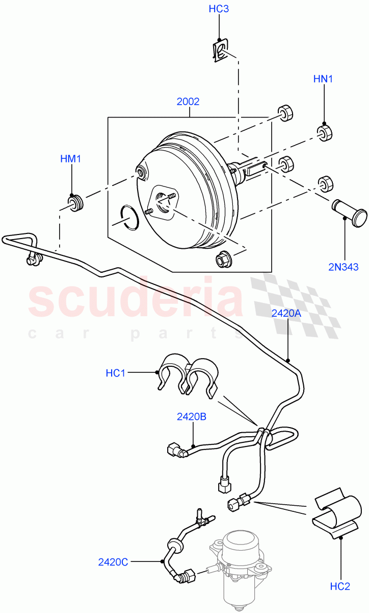 Brake Booster ((V) TO9A999999) of Land Rover Land Rover Range Rover Sport (2005-2009) [4.2 Petrol V8 Supercharged]