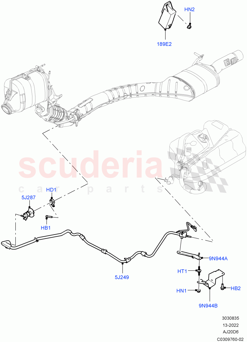 Exhaust Fluid Injection System (Injector and Control Unit, Nitra Plant Build) (3.0L AJ20D6 Diesel High, With Diesel Exh Fluid Emission Tank) ((V) FROMM2000001) of Land Rover Land Rover Discovery 5 (2017+) [3.0 I6 Turbo Diesel AJ20D6]