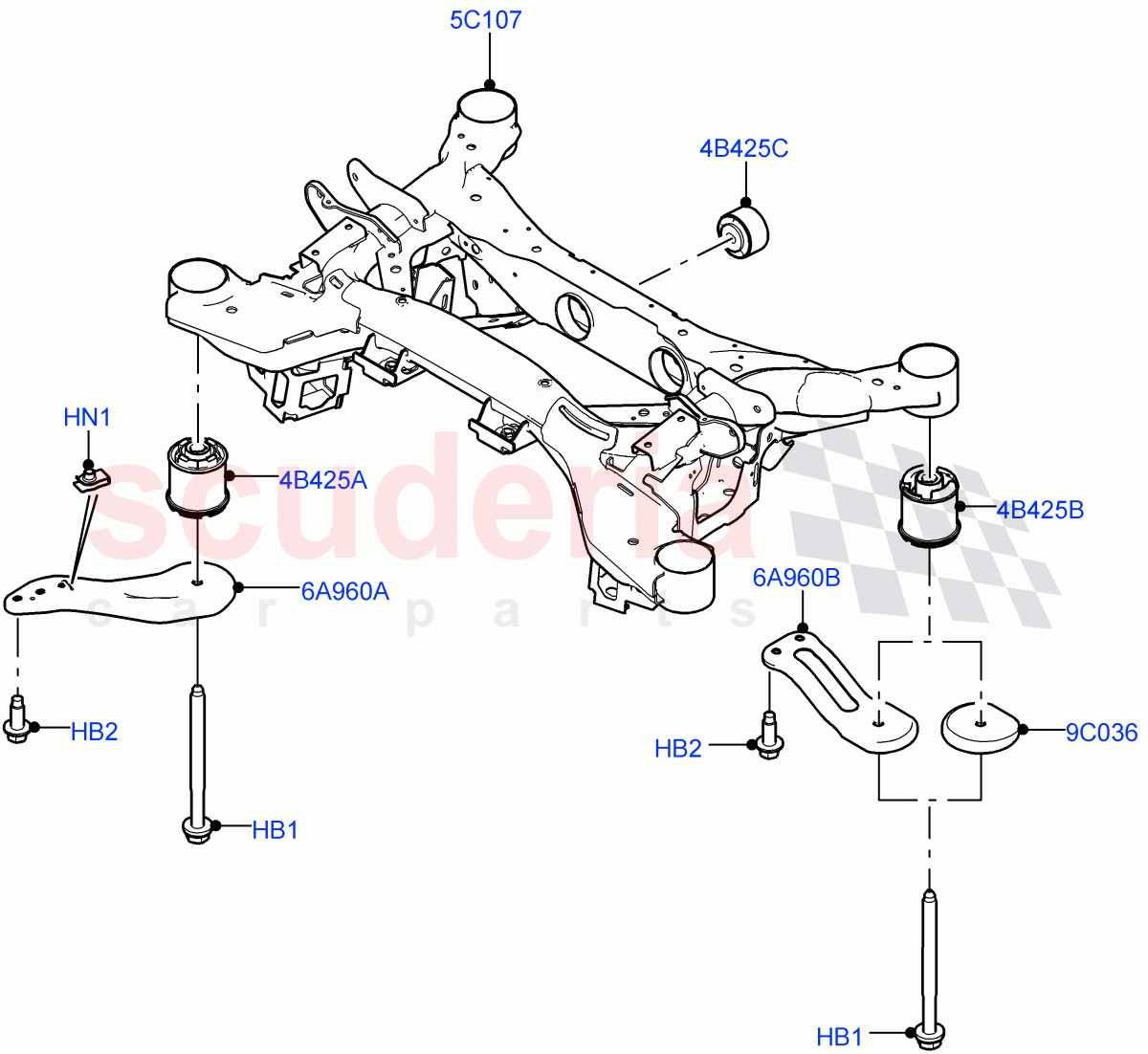 Rear Cross Member & Stabilizer Bar (Crossmember) of Land Rover Land Rover Range Rover Velar (2017+) [3.0 I6 Turbo Petrol AJ20P6]