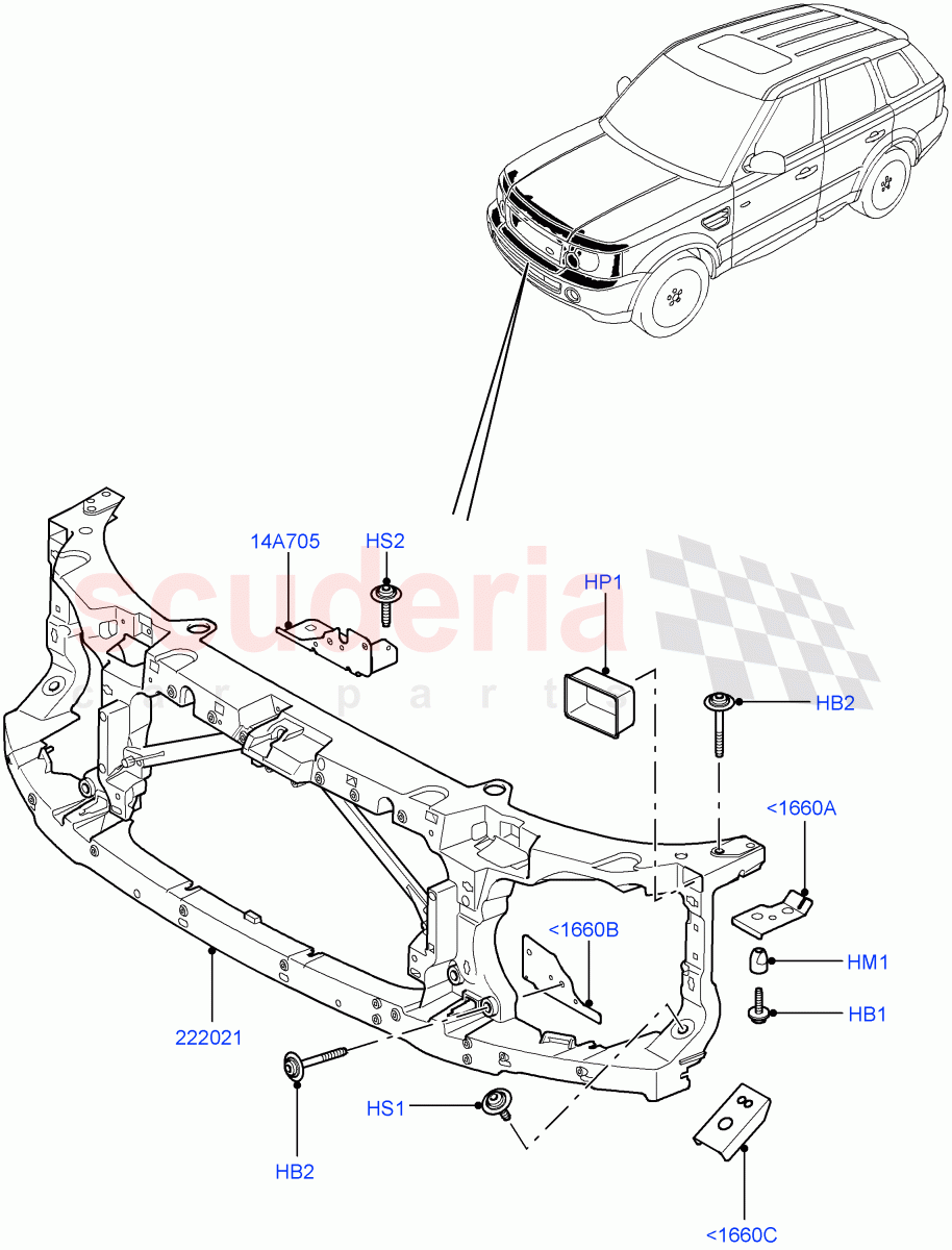 Front Panels, Aprons & Side Members (Front End Carrier) ((V) FROMAA000001) of Land Rover Land Rover Range Rover Sport (2010-2013) [3.6 V8 32V DOHC EFI Diesel]