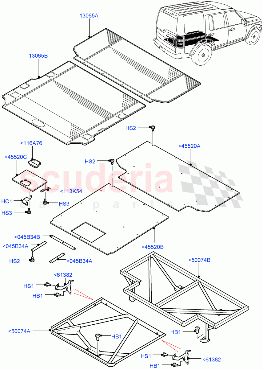 Load Compartment Trim (Commercial) (With 2 Seat Configuration) ((V) FROMAA000001) of Land Rover Land Rover Discovery 4 (2010-2016) [5.0 OHC SGDI NA V8 Petrol]