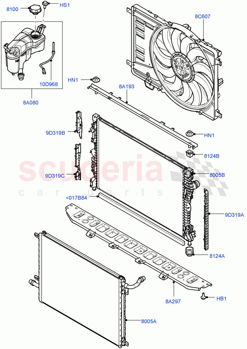 Radiator/Coolant Overflow Container (2.0L I4 High DOHC AJ200 Petrol, Changsu (China), 2.0L I4 Mid DOHC AJ200 Petrol) of Land Rover Land Rover Discovery Sport (2015+) [2.0 Turbo Petrol AJ200P]