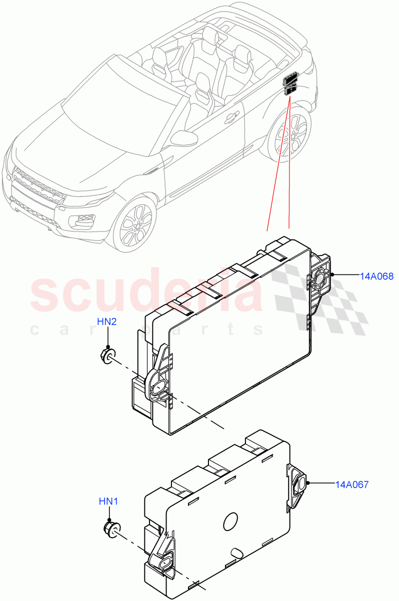 Fuses, Holders And Circuit Breakers (Rear) (2 Door Convertible, Halewood (UK)) ((V) FROMGH000001) of Land Rover Land Rover Range Rover Evoque (2012-2018) [2.2 Single Turbo Diesel]