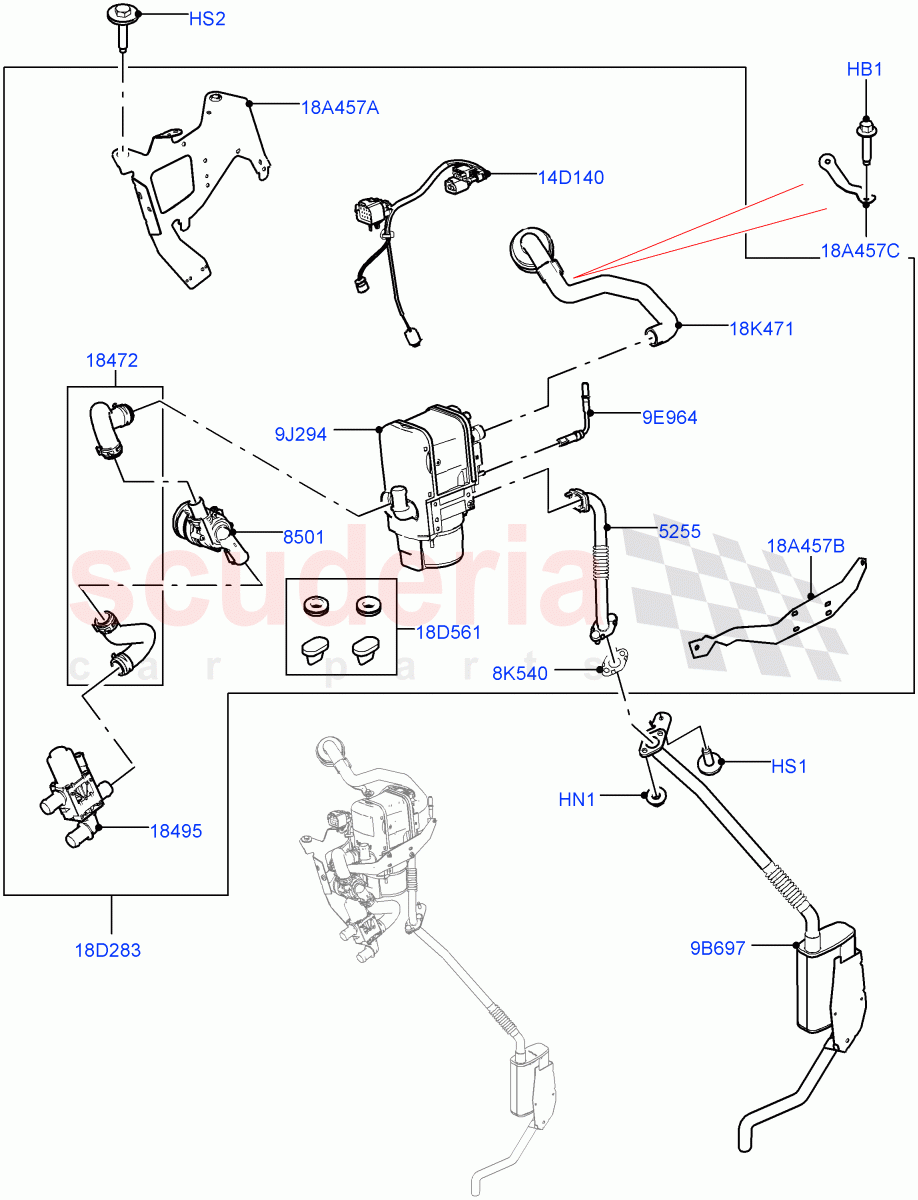 Auxiliary Fuel Fired Pre-Heater (Heater Components) (3.0 V6 D Gen2 Mono Turbo, Fuel Heater W/Pk Heat With Remote, 4.4L DOHC DITC V8 Diesel, Fuel Fired Heater With Park Heat, 3.0 V6 D Gen2 Twin Turbo, 3.0 V6 D Low MT ROW, 3.0L AJ20D6 Diesel High) ((V) FROMKA000001) of Land Rover Land Rover Range Rover (2012-2021) [3.0 I6 Turbo Diesel AJ20D6]