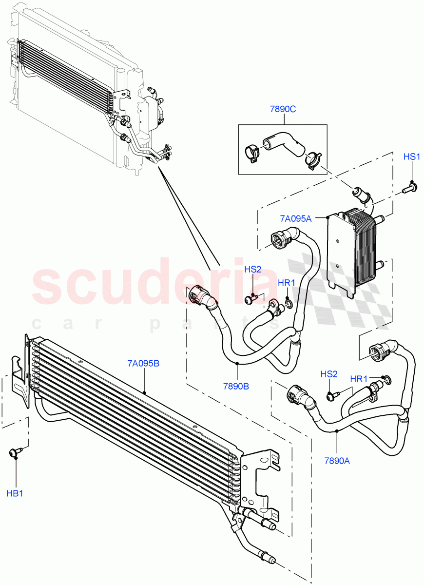 Transmission Cooling Systems (2.0L 16V TIVCT T/C 240PS Petrol, 6 Speed Auto AWF21 AWD, For Hot Climate Zones) of Land Rover Land Rover Range Rover Evoque (2012-2018) [2.0 Turbo Diesel]