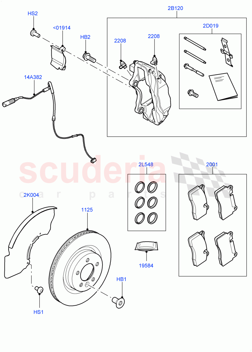 Front Brake Discs And Calipers (3.0L DOHC GDI SC V6 PETROL, Engine Power Source - 380PS/450NM) ((V) FROMGA000001, (V) TOGA285152) of Land Rover Land Rover Range Rover (2012-2021) [3.0 I6 Turbo Petrol AJ20P6]