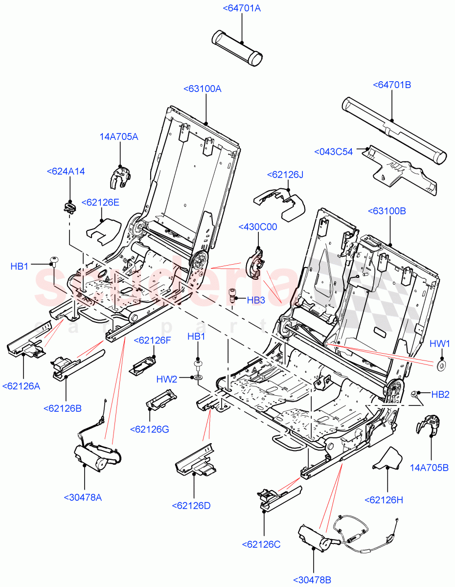 Rear Seat Base (Changsu (China), 60/40 Load Through With Slide) ((V) FROMFG000001) of Land Rover Land Rover Discovery Sport (2015+) [2.0 Turbo Diesel]