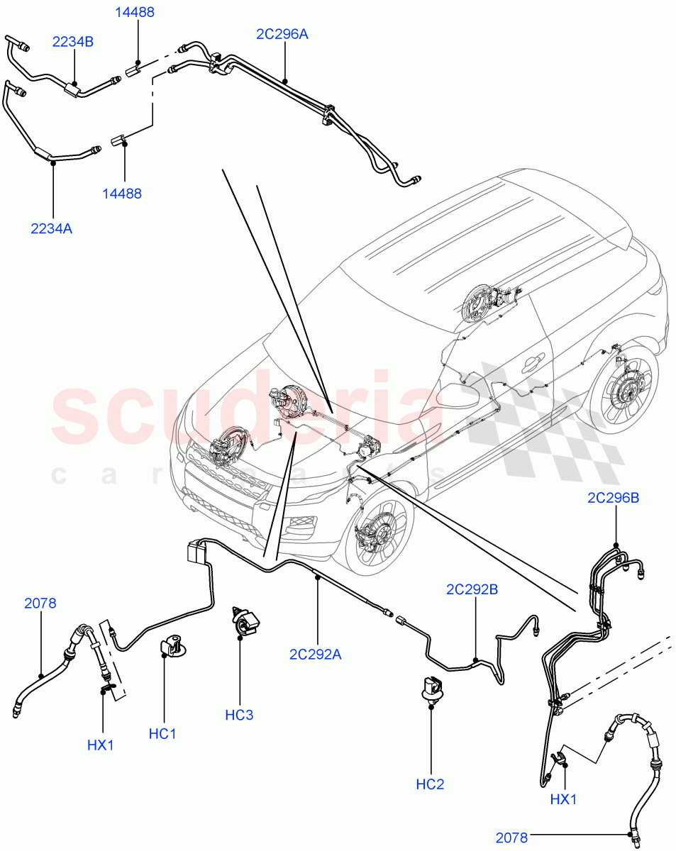Front Brake Pipes (RHD, Halewood (UK)) ((V) FROMEH000001) of Land Rover Land Rover Range Rover Evoque (2012-2018) [2.0 Turbo Diesel]