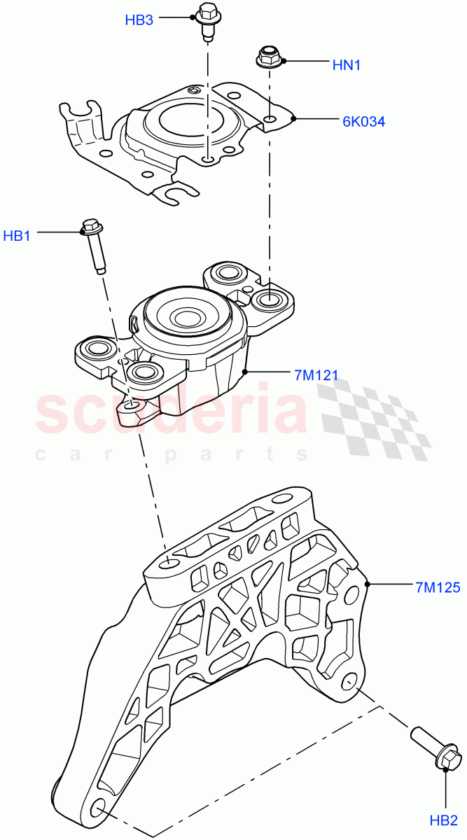 Transmission Mounting (2.2L CR DI 16V Diesel, 6 Speed Manual Trans M66 - AWD, Halewood (UK), 6 Speed Manual Trans-JLR M66 2WD) of Land Rover Land Rover Range Rover Evoque (2012-2018) [2.0 Turbo Petrol GTDI]