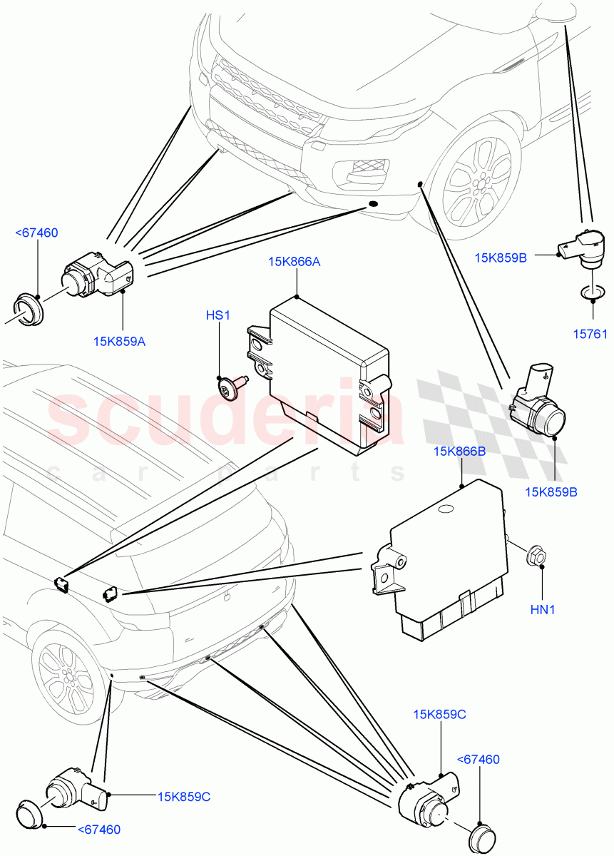 Parking Distance Control (Halewood (UK)) of Land Rover Land Rover Range Rover Evoque (2012-2018) [2.0 Turbo Petrol AJ200P]