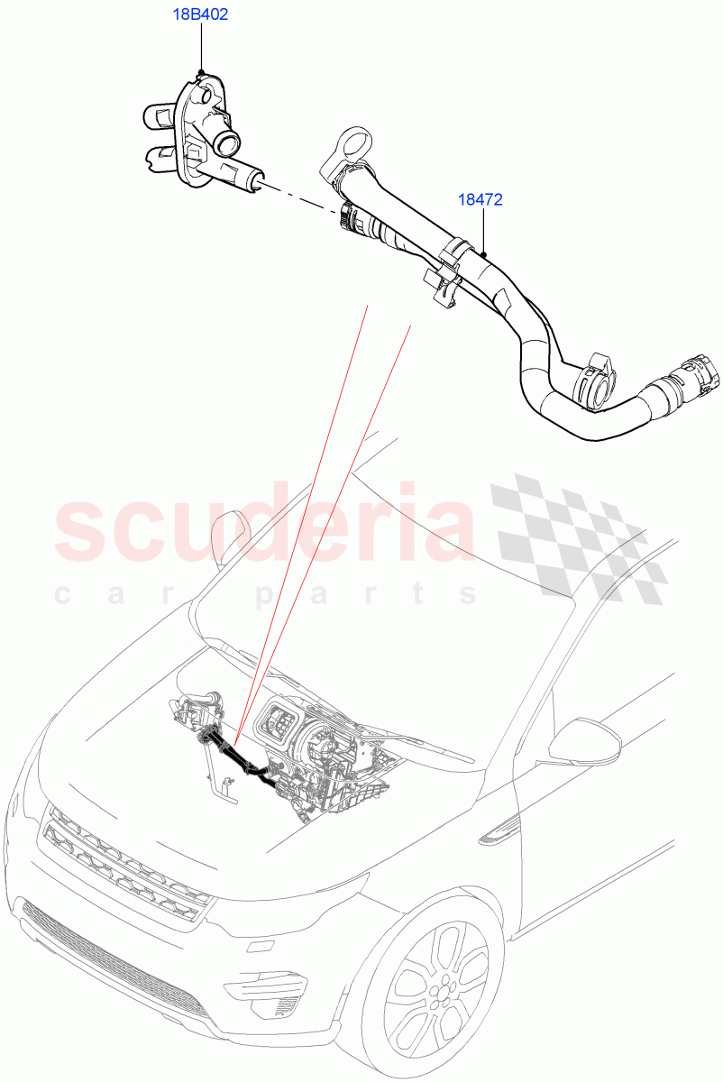 Auxiliary Heater Hoses (Halewood (UK), With Fuel Fired Heater, Fuel Fired Heater With Park Heat, Fuel Heater W/Pk Heat With Remote) ((V) FROMLH000001, (V) TOLH999999) of Land Rover Land Rover Discovery Sport (2015+) [2.0 Turbo Diesel AJ21D4]